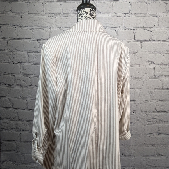 Evri women's long tab sleeve strip print open front size 2x jacket pockets bb08 - Picture 9 of 9